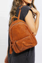 Dark Slate Gray Certainly Chic Faux Leather Woven Backpack Handbags