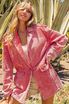 Sienna BiBi Ribbed Button Up Long Sleeve Blazer Valentine's Day