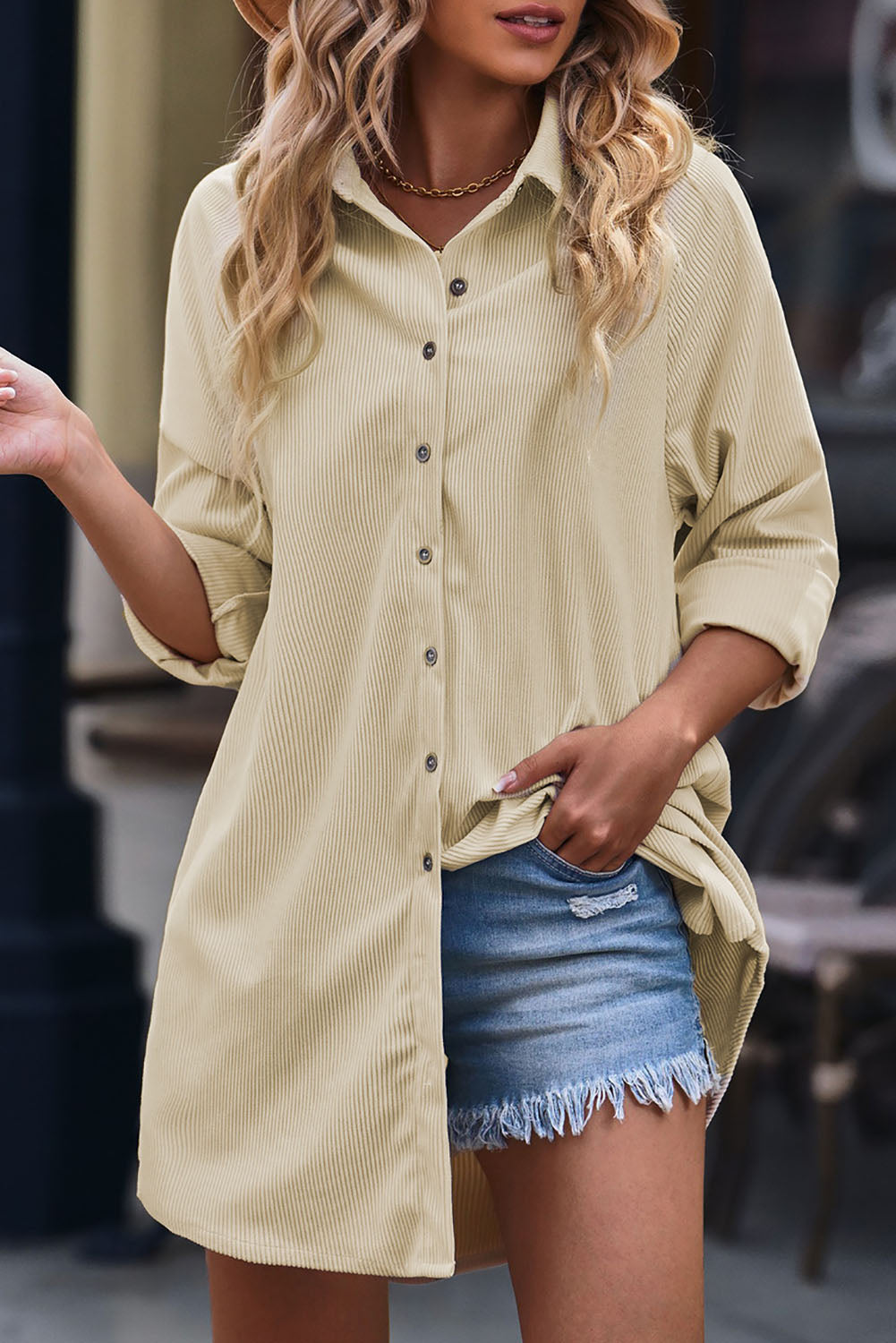 Rosy Brown Heart Eyes For You Button Front Curved Hem Raglan Sleeve Shirt Dress Dresses