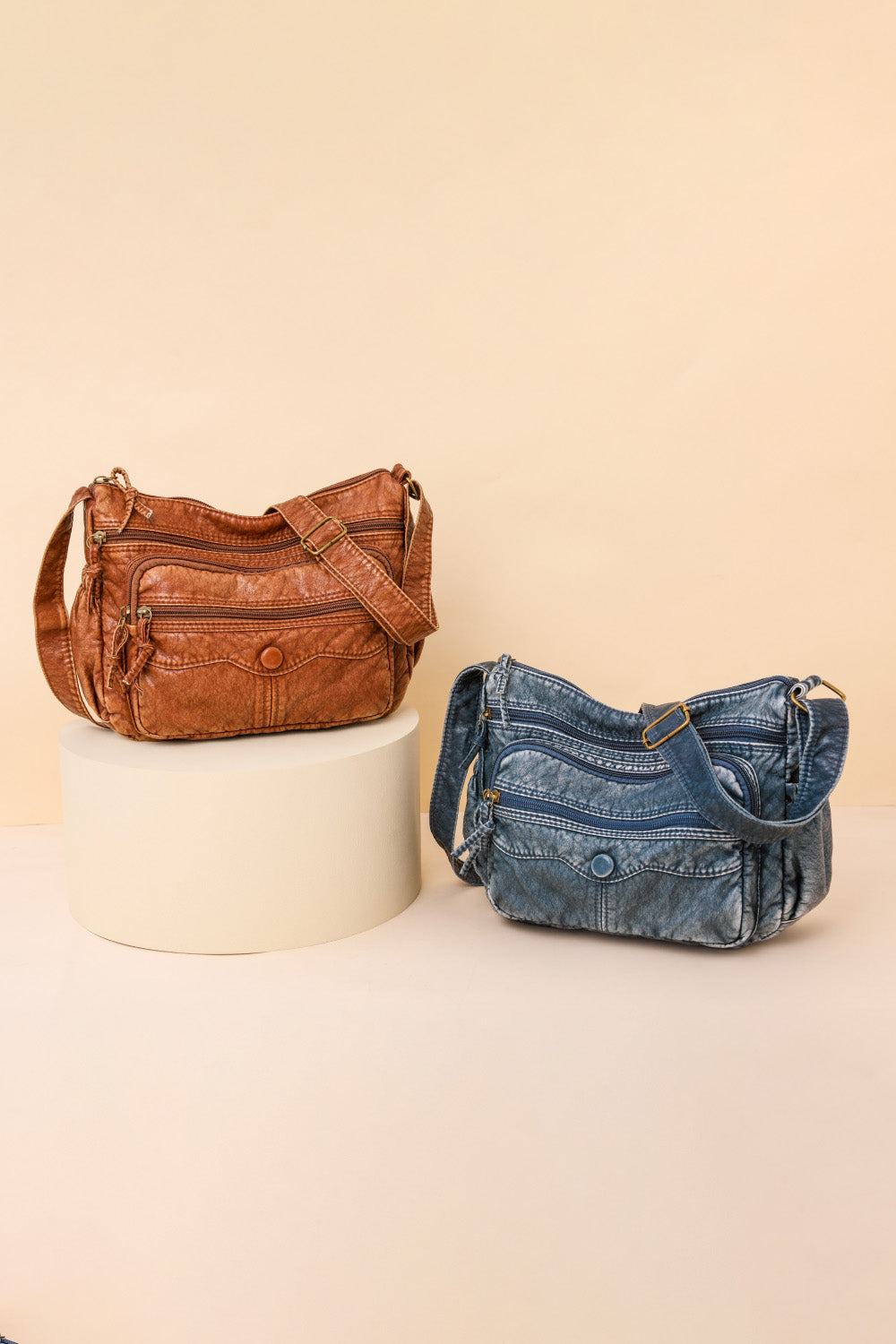 Peach Puff Adored PU Leather Crossbody Bag Handbags