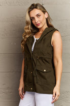 Rosy Brown Zenana More To Come Full Size Military Hooded Vest Clothing