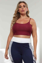 Gray Plus Size Ribbed Spaghetti StrapTop Plus Size Clothes