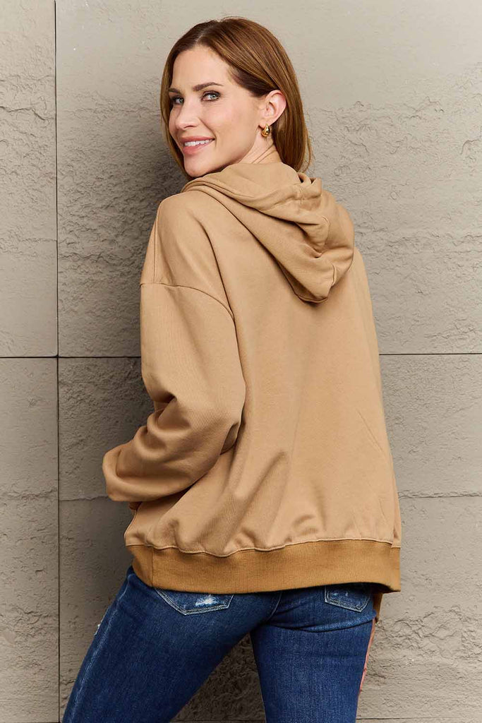Rosy Brown Simply Love Simply Love Full Size Butterfly Graphic Dropped Shoulder Hoodie Sweatshirts