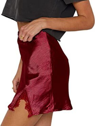 Saddle Brown Magical Lace Detail Slit Mini Skirt Mini Skirts