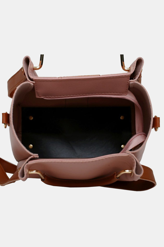 White Smoke Fit Check 4-Piece PU Leather Bag Set Handbags