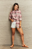 Rosy Brown Rodeo Barbie Plaid Button Down Shirt Jacket Shirts & Tops