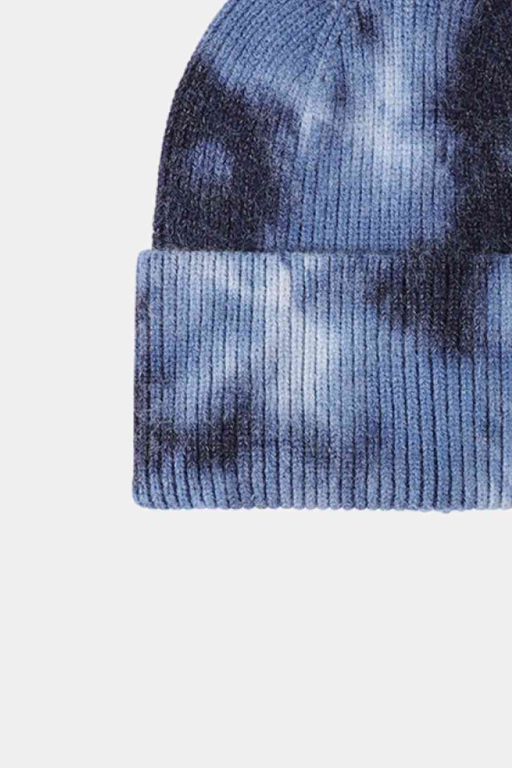 Light Gray Tie-Dye Cuffed Rib-Knit Beanie Hat Winter Accessories