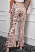 Gray Double Take Sequin High Waist Flared Pants Holiday