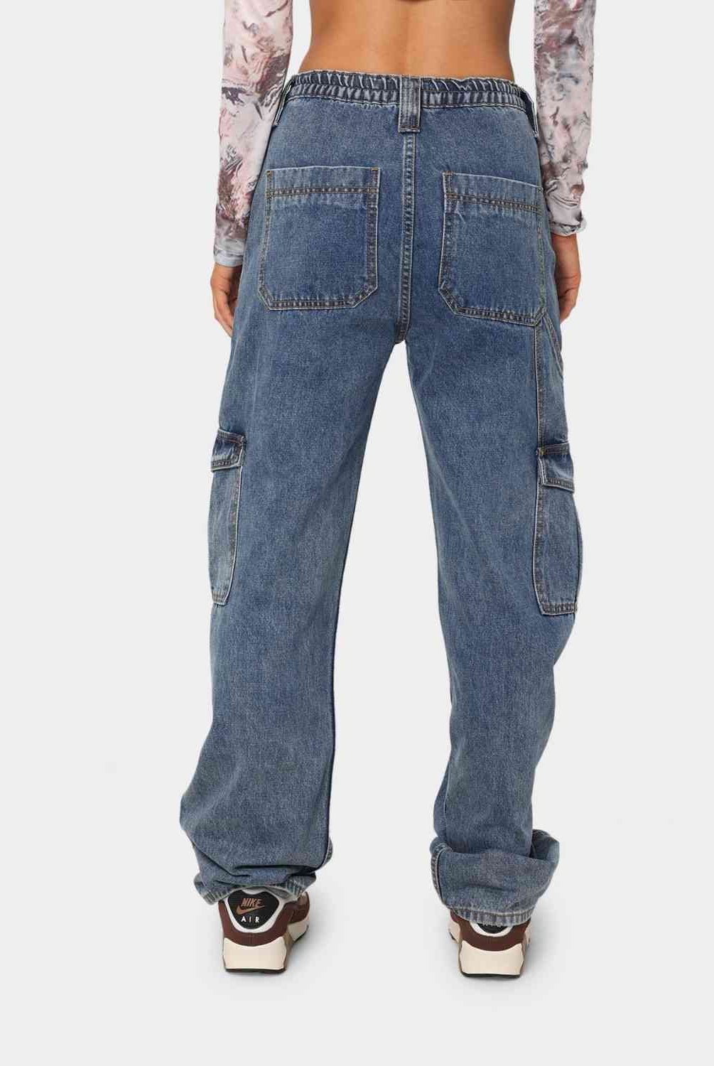 Dim Gray Straight Jeans with Pockets Denim