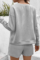 Gray Dreamer Ribbed Drop Shoulder Sweatshirt and Shorts Set Loungewear