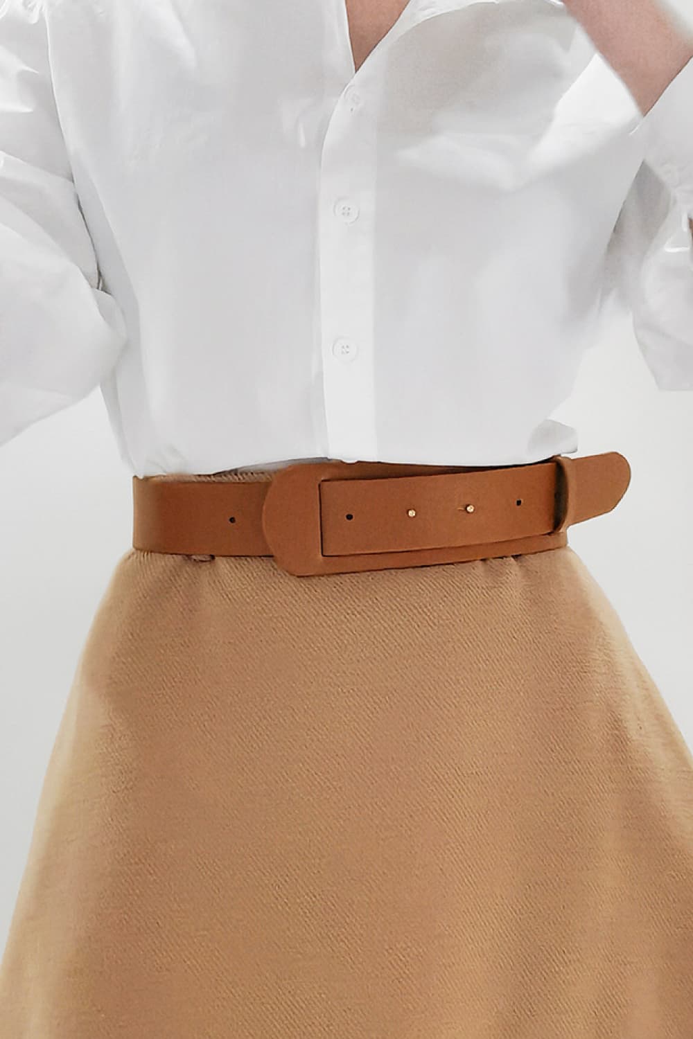 Light Gray PU Leather Belt Clothing