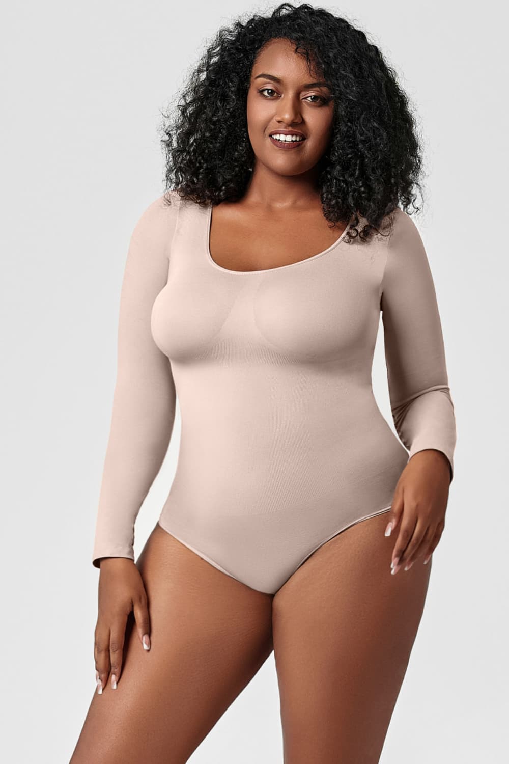 Light Gray Long Sleeve Shaping Bodysuit