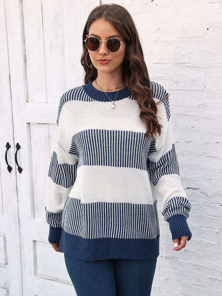 Dark Slate Gray Full Size Round Neck Drop Shoulder Sweater