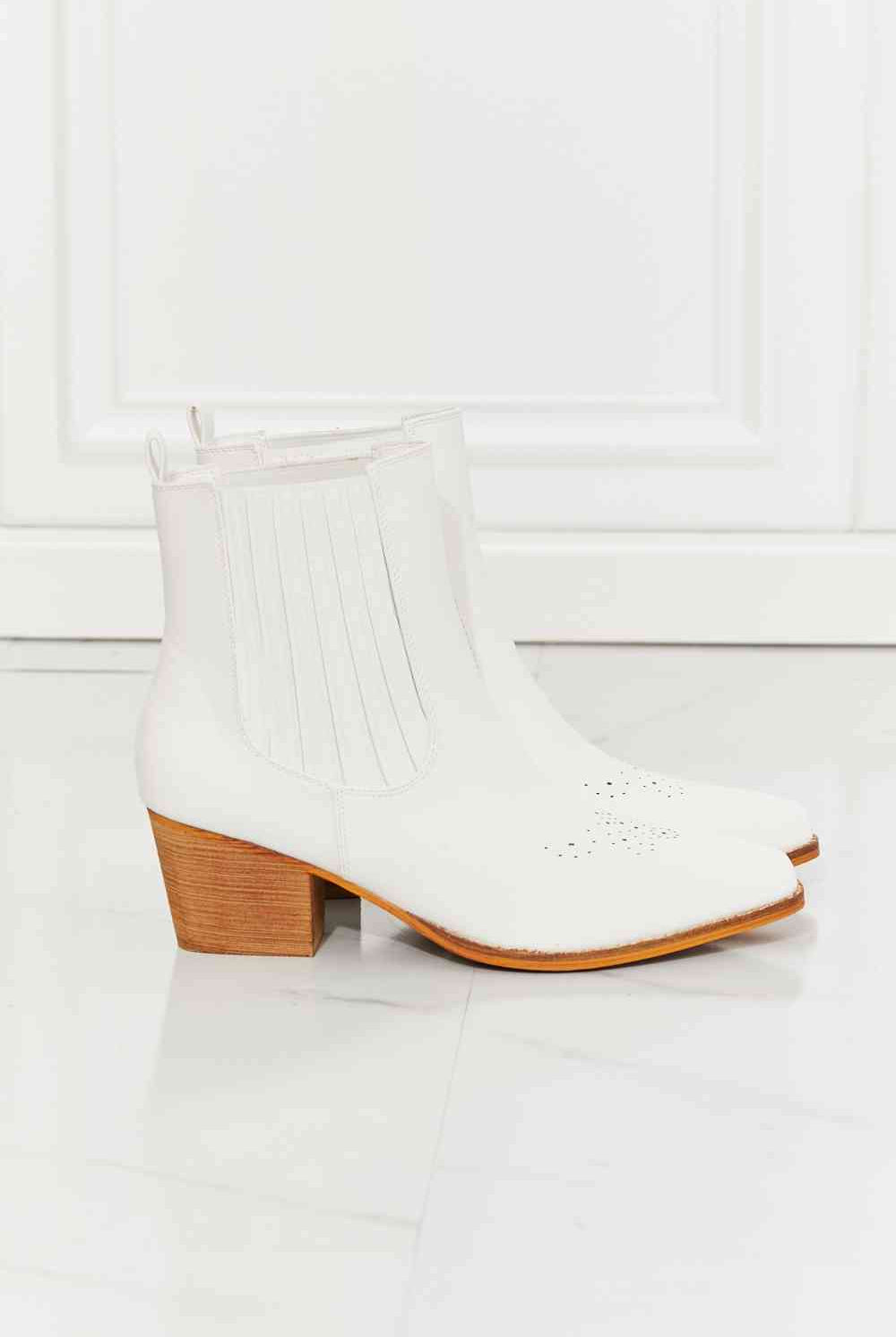 Beige MMShoes Love the Journey Stacked Heel Chelsea Boot in White Shoes