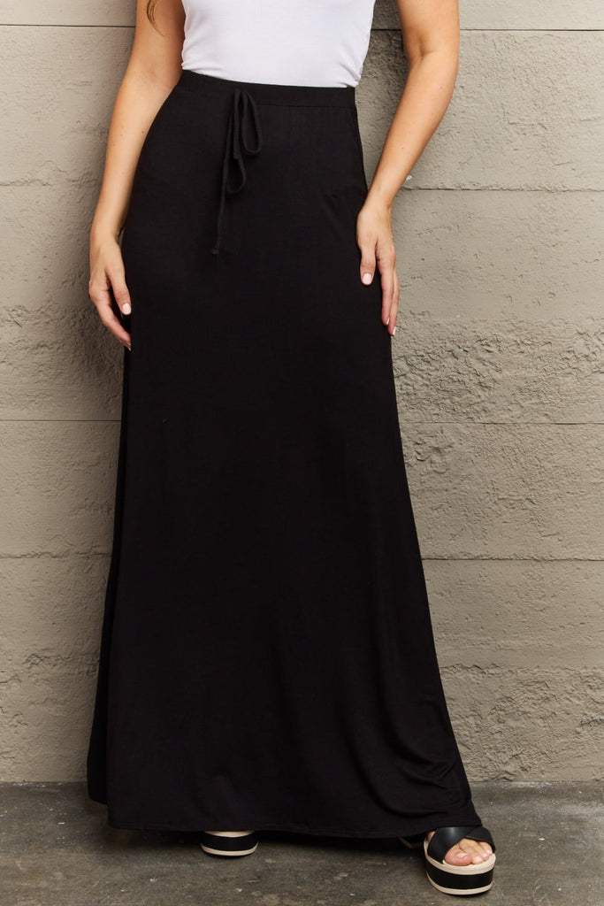 Tan Culture Code For The Day Full Size Flare Maxi Skirt in Black Clothing