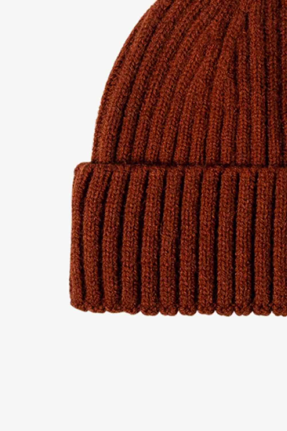 White Smoke Rib-Knit Cuff Beanie Winter Accessories