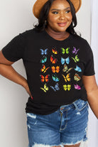 Dark Slate Gray Simply Love Full Size Butterfly Graphic Cotton Tee Tops