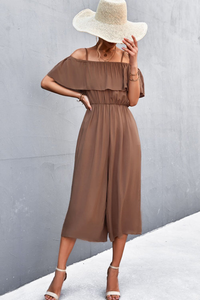 Gray With Friends Spaghetti Strap Layered Jumpsuit Jumpsuits & Rompers
