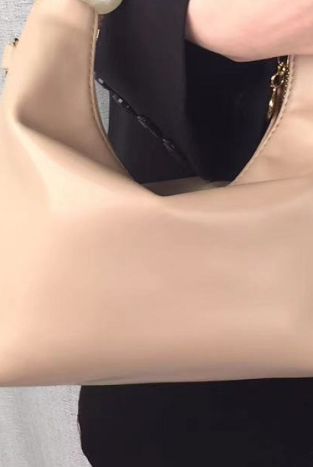 Tan Adored PU Leather Pearl Handbag Handbags