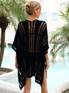 Black I'm There Side Slit Dolman Sleeve Cover-Up Cover Ups
