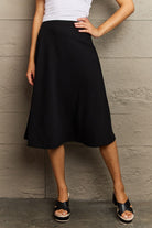 Dark Slate Gray Ninexis Wide Waistband Knee Length Skirt Clothing