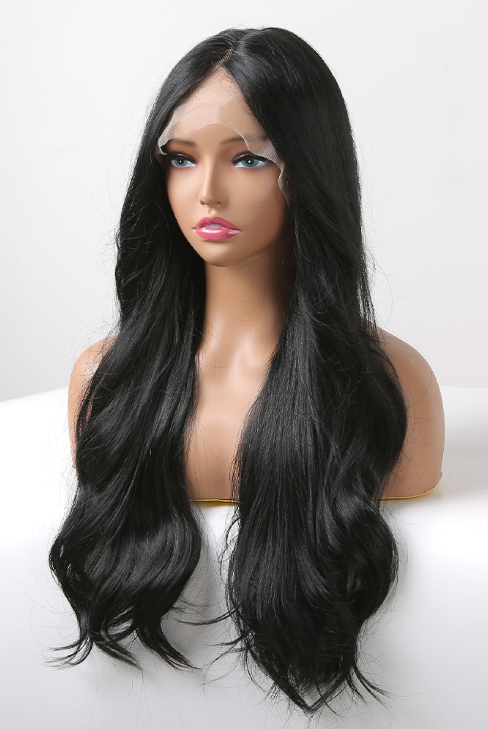 Light Gray Waves 13*2" Lace Front Wigs Synthetic Long Wavy 24" 150% Density- Black Wigs