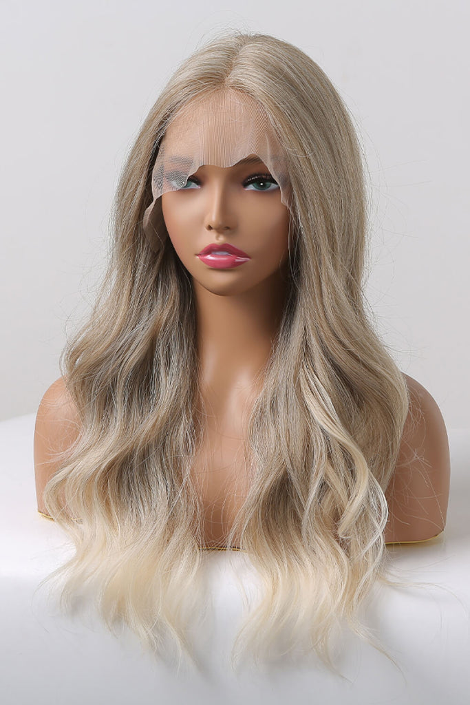 Gray Summer 13*2" Lace Front Wigs Synthetic Long Wave 24" 150% Density in Medium Blonde Highlights Wigs