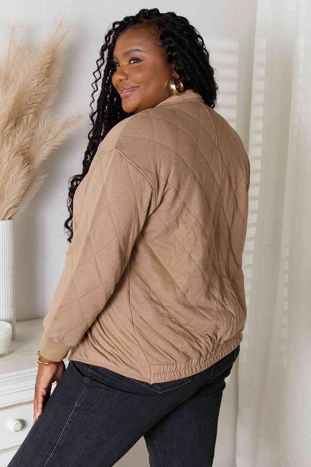 Rosy Brown Heimish Full Size Zip-Up Jacket with Pockets Plus Size Clothes