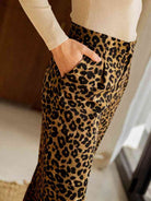 Rosy Brown Leopard Wide Leg Pants Trends