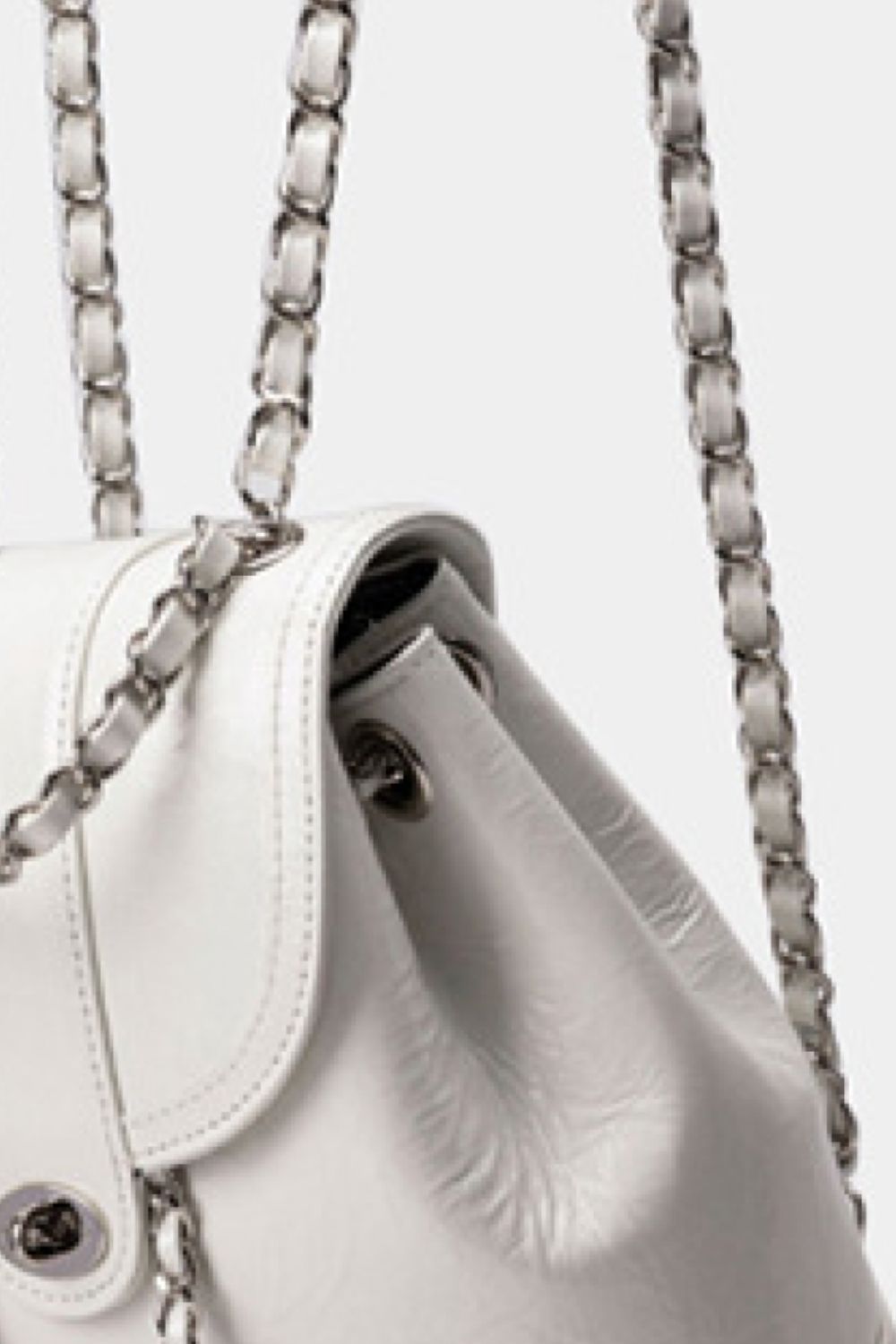 Light Gray Chrome PU Leather Backpack Handbags
