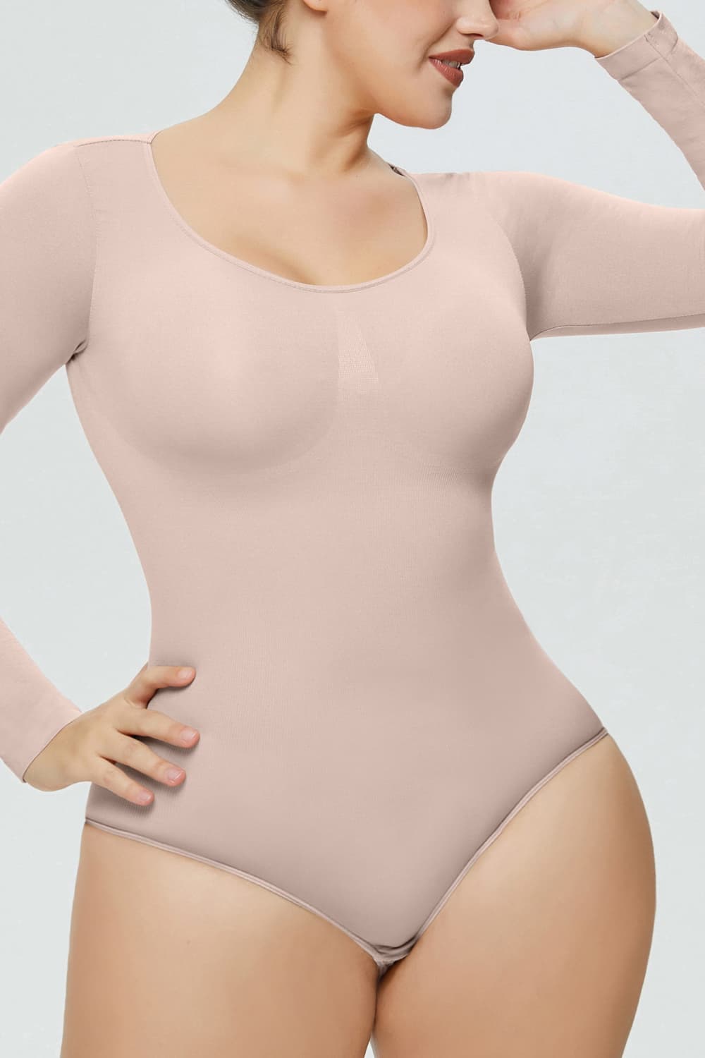 Light Gray Long Sleeve Shaping Bodysuit