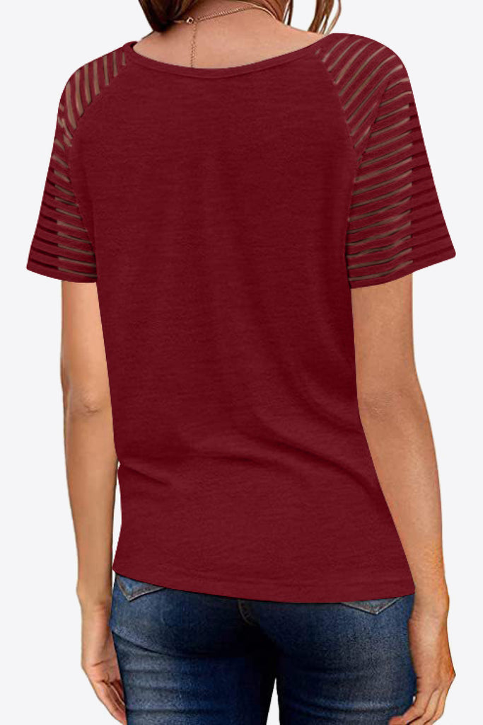 Light Gray V-Neck Raglan Sleeve Tee Tops