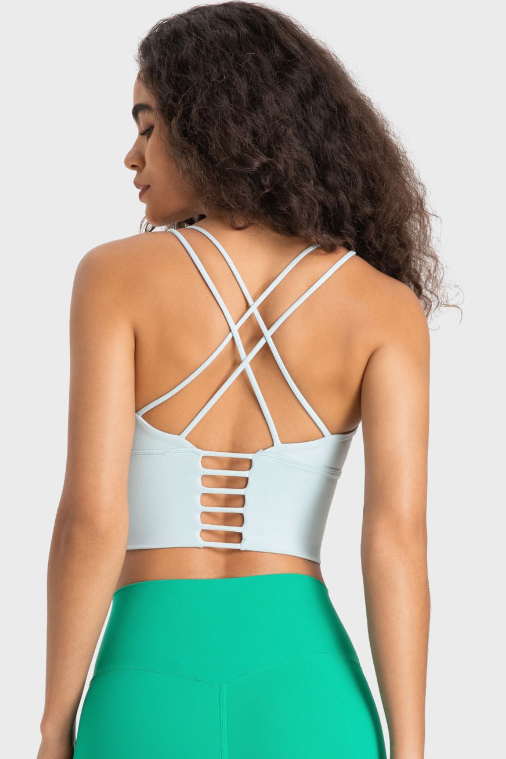 Sea Green Sugar and Spice Crisscross Back Ladder Detail Sports Bra activewear