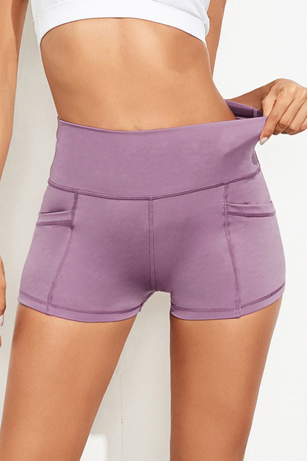 Rosy Brown It's All Good Exposed Seam High Waist Yoga Shorts Activewear