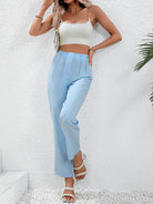 Light Gray Ruched Long Pants Clothing