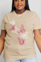 Gray Simply Love Full Size Butterfly Graphic Cotton Tee Tops