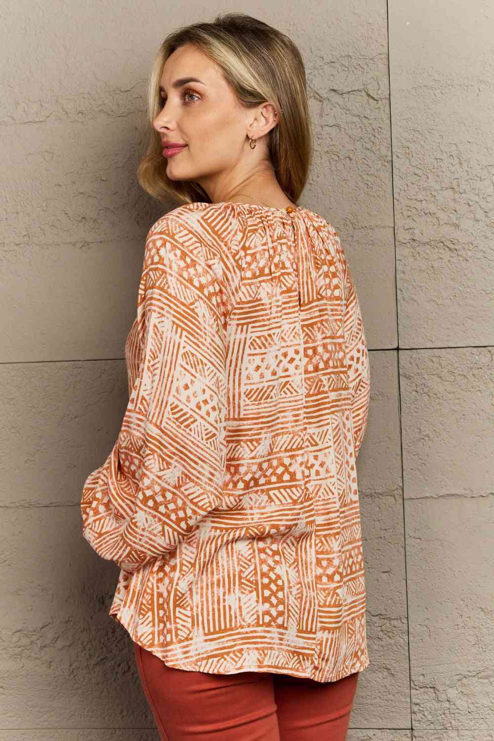 Rosy Brown HEYSON Just For You Full Size Aztec Tunic Top Clothing