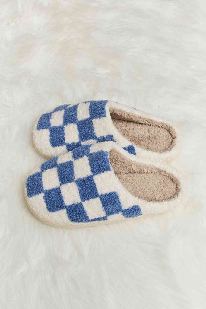 Light Gray Melody Checkered Print Plush Slide Slippers Gifts