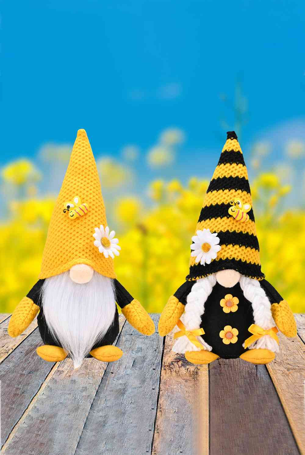 Dark Cyan Bee and Flower Decor Faceless Gnome Gifts