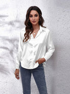 Light Gray Chillin In The Castle Button Up Collared Neck Long Sleeve Shirt New Year Looks