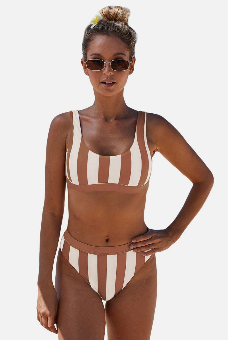 White Smoke Do It Better Striped Bikini Set Swimwear