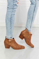 Light Gray MMShoes Trust Yourself Embroidered Crossover Cowboy Bootie in Caramel Shoes