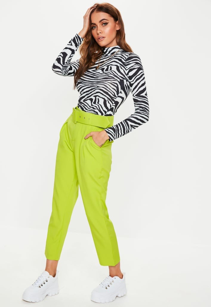 White Smoke Nicole Slim Fit Belted Pocket Pants Pants