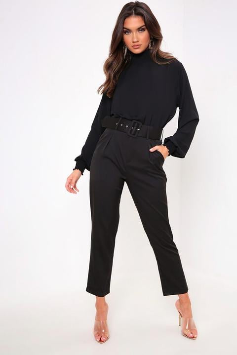 White Smoke Nicole Slim Fit Belted Pocket Pants Pants