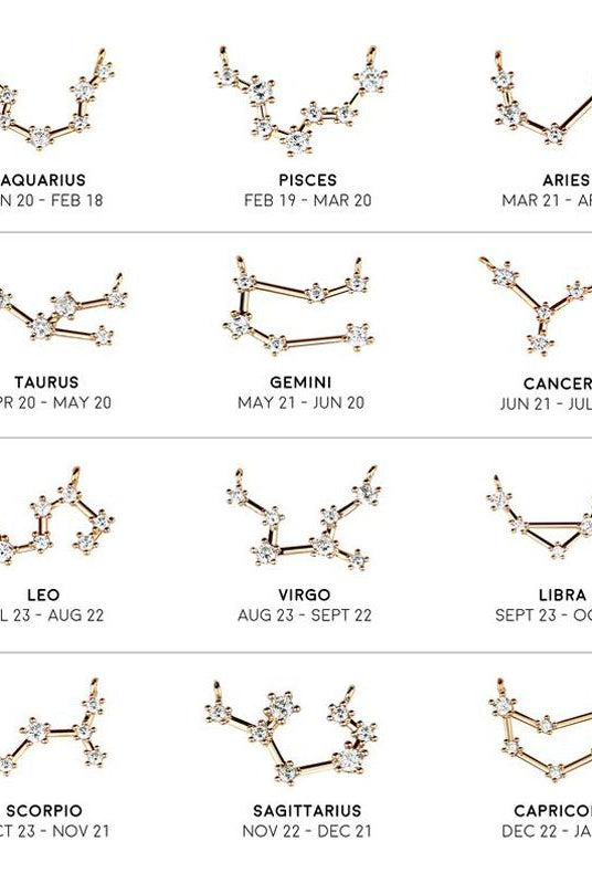 White Smoke Gold Zodiac Constellation Necklace Necklaces