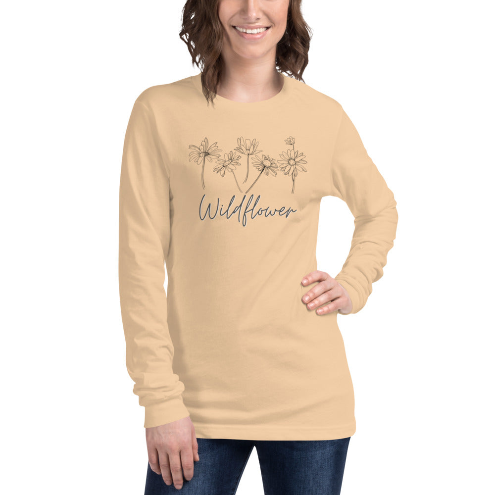 Tan Wild Flower Long Sleeve Tee T-Shirts
